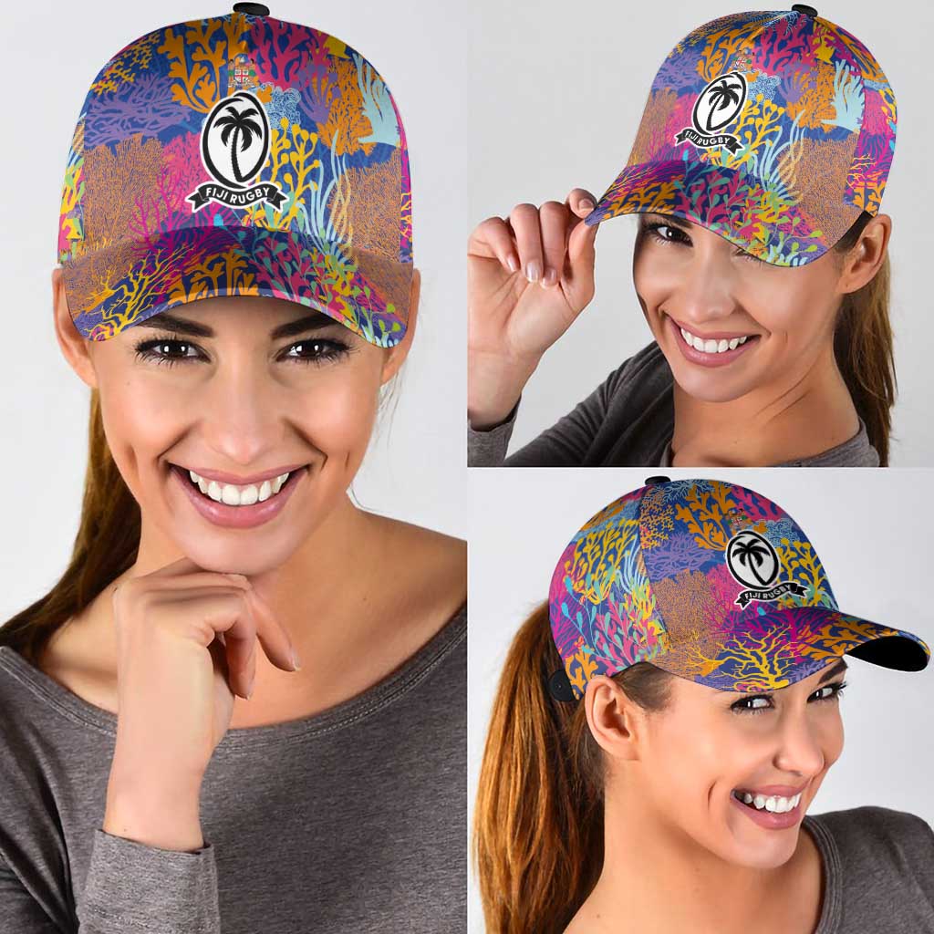 Fijian Rugby Classic Cap Colorful Coral Reef Pre Match Design LT03 - Polynesian Pride