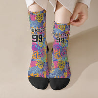 Custom Fijian Rugby Crew Socks Colorful Coral Reef Pre Match Design LT03 Crew Socks Multicolor - Polynesian Pride