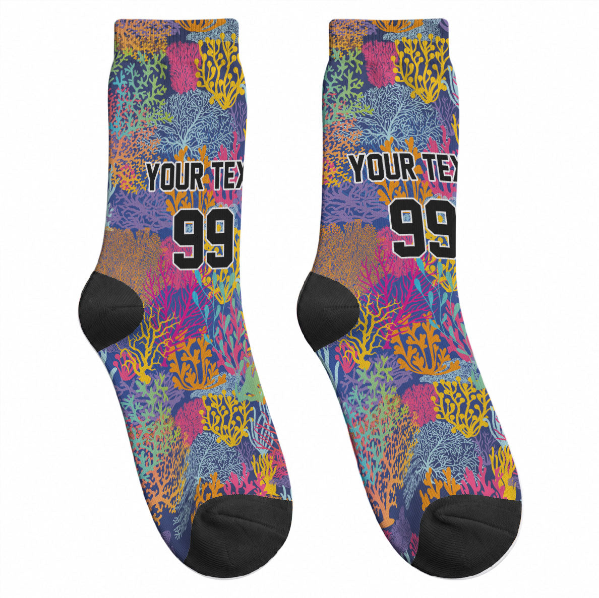 Custom Fijian Rugby Crew Socks Colorful Coral Reef Pre Match Design LT03 - Polynesian Pride