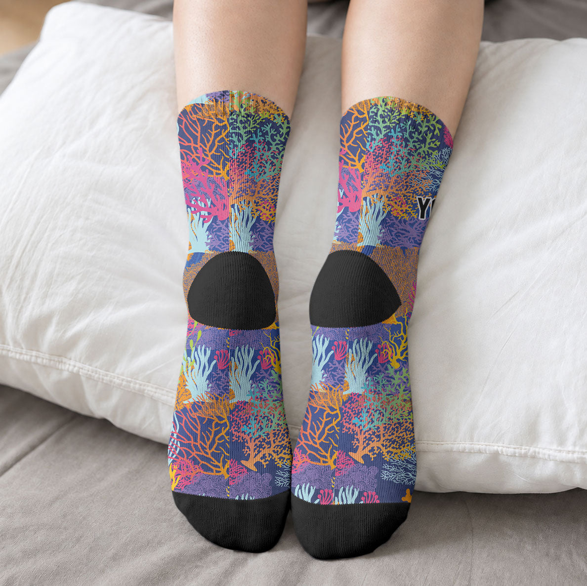 Custom Fijian Rugby Crew Socks Colorful Coral Reef Pre Match Design LT03 - Polynesian Pride