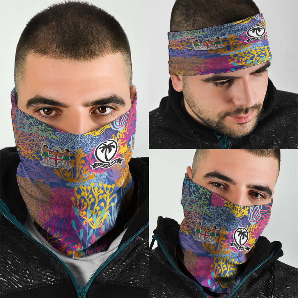 Fijian Rugby Neck Gaiter Colorful Coral Reef Pre Match Design LT03 - Polynesian Pride