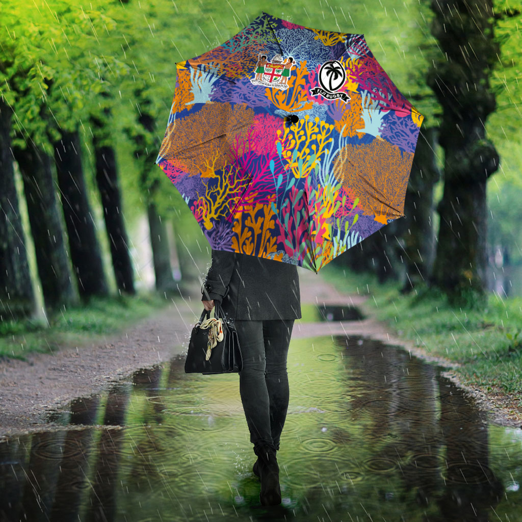 Fijian Rugby Umbrella Colorful Coral Reef Pre Match Design LT03 - Polynesian Pride