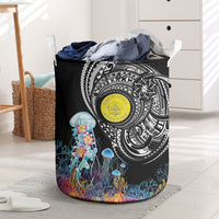 Palau Jellyfish Laundry Basket Coral Reef with Polynesian Pattern LT03 Black - Polynesian Pride