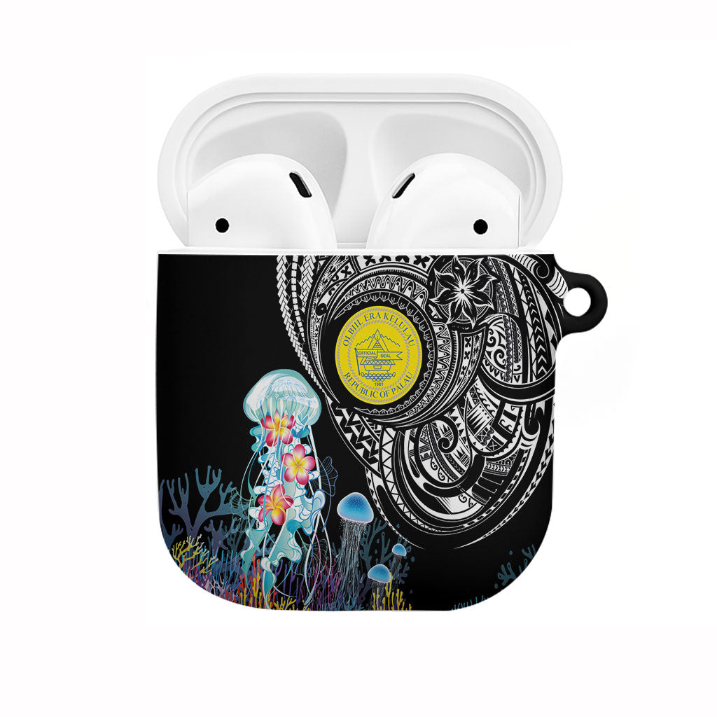 Palau Jellyfish AirPods Case Coral Reef with Polynesian Pattern LT03 Black - Polynesian Pride