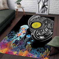 Palau Jellyfish Area Rug Coral Reef with Polynesian Pattern LT03 Black - Polynesian Pride