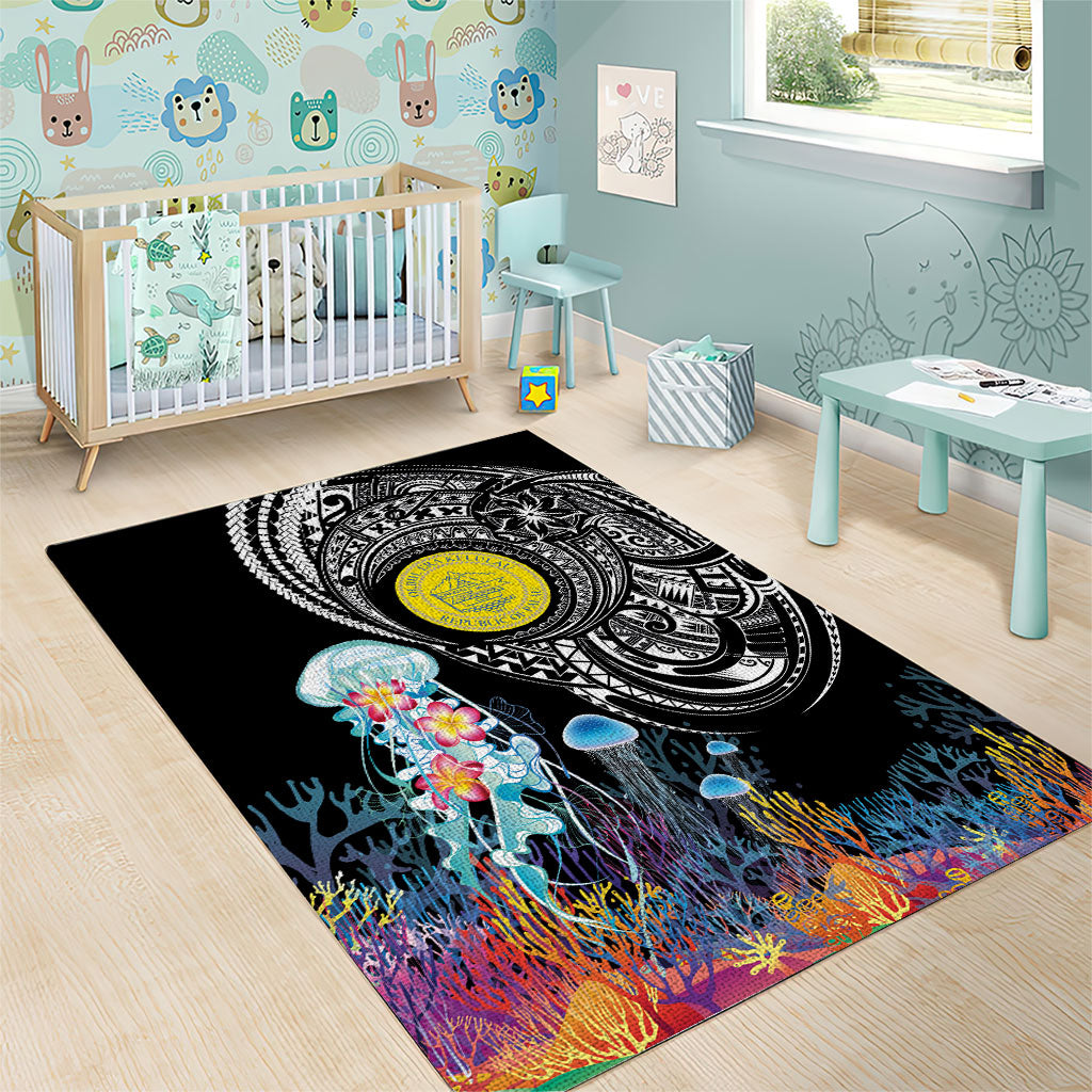 Palau Jellyfish Area Rug Coral Reef with Polynesian Pattern LT03 - Polynesian Pride
