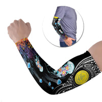 Palau Jellyfish Arm Sleeves Coral Reef with Polynesian Pattern LT03 Set of 2 Black - Polynesian Pride