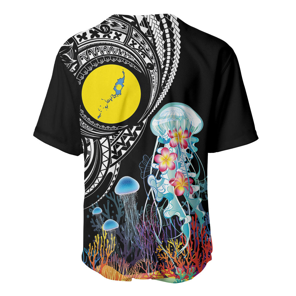 Palau Jellyfish Baseball Jersey Coral Reef with Polynesian Pattern LT03 - Polynesian Pride