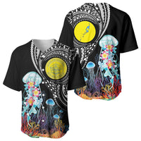 Palau Jellyfish Baseball Jersey Coral Reef with Polynesian Pattern LT03 - Polynesian Pride