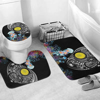 Palau Jellyfish Bathroom Set Coral Reef with Polynesian Pattern LT03 Mat Set Only (3 pcs) One Size Black - Polynesian Pride