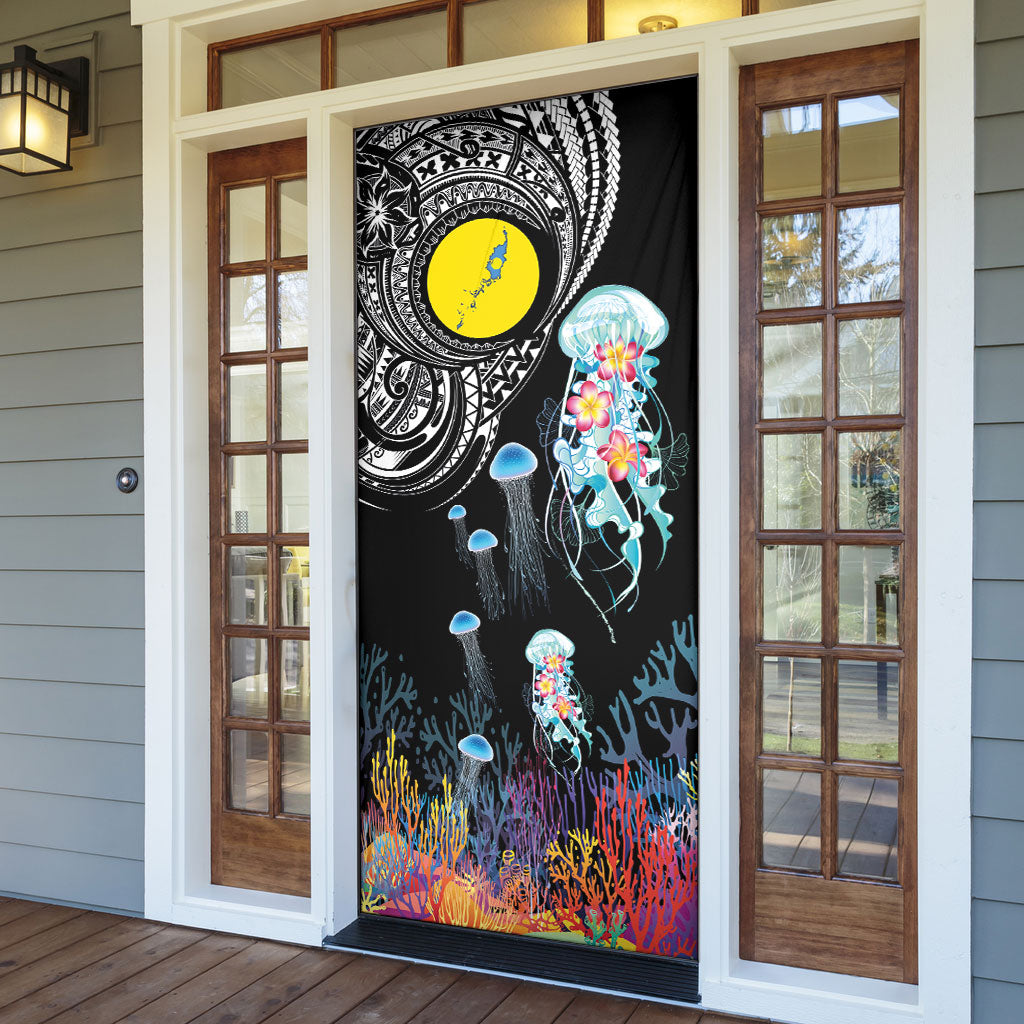 Palau Jellyfish Door Cover Coral Reef with Polynesian Pattern LT03 - Polynesian Pride