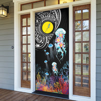 Palau Jellyfish Door Cover Coral Reef with Polynesian Pattern LT03 - Polynesian Pride