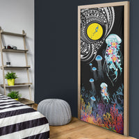 Palau Jellyfish Door Cover Coral Reef with Polynesian Pattern LT03 - Polynesian Pride