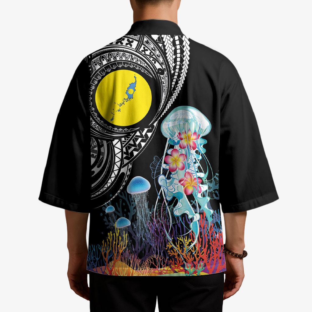 Palau Jellyfish Kimono Coral Reef with Polynesian Pattern LT03 - Polynesian Pride