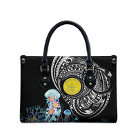 Palau Jellyfish Leather Bag Coral Reef with Polynesian Pattern LT03 - Polynesian Pride