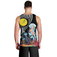 Palau Jellyfish Men Tank Top Coral Reef with Polynesian Pattern LT03 - Polynesian Pride
