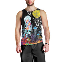 Palau Jellyfish Men Tank Top Coral Reef with Polynesian Pattern LT03 - Polynesian Pride