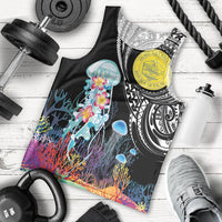Palau Jellyfish Men Tank Top Coral Reef with Polynesian Pattern LT03 - Polynesian Pride