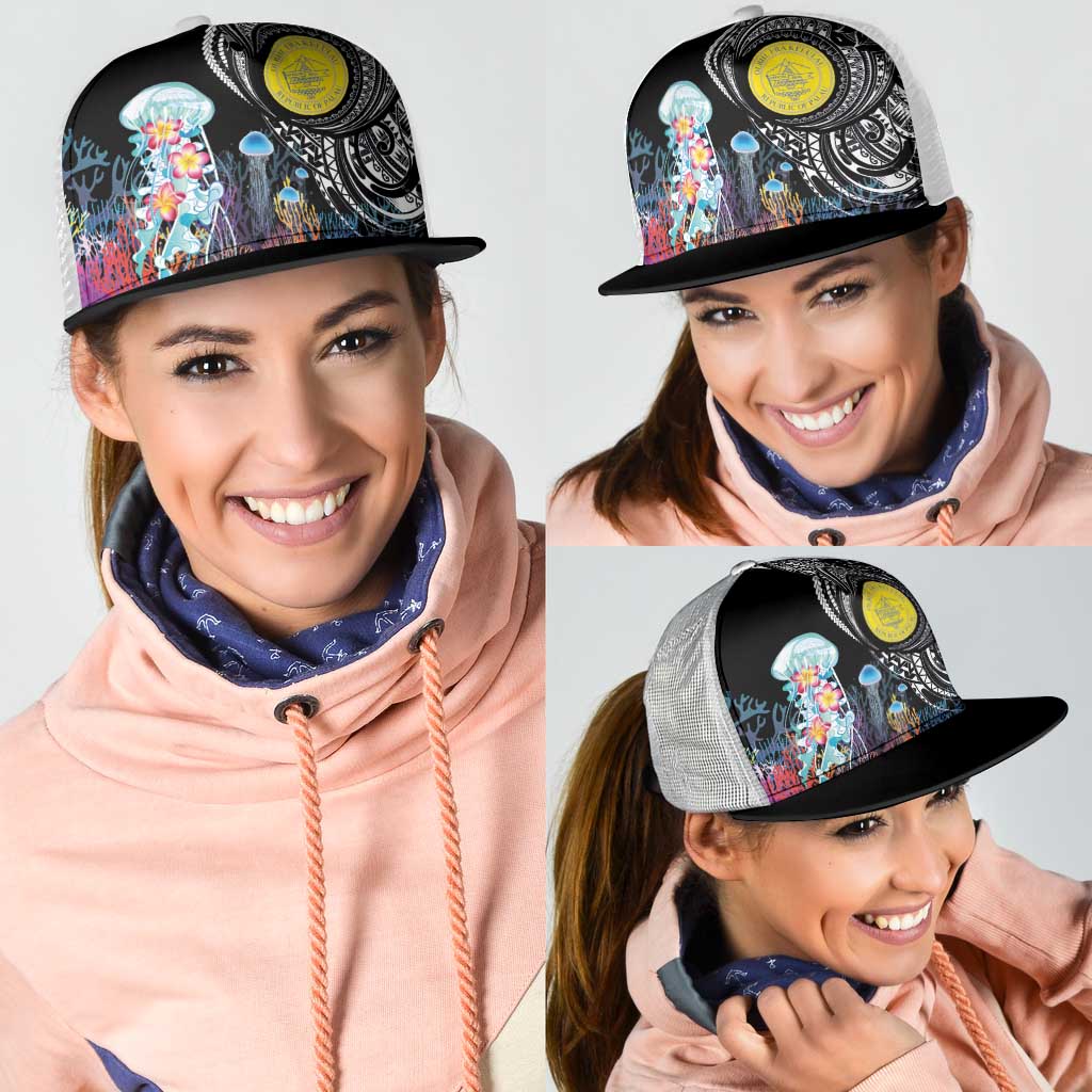 Palau Jellyfish Mesh Trucker Cap Coral Reef with Polynesian Pattern LT03 - Polynesian Pride