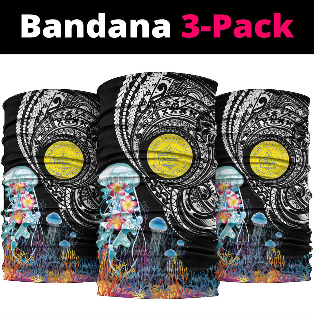 Palau Jellyfish Neck Gaiter Coral Reef with Polynesian Pattern LT03 package One Size: 25*50cm Black - Polynesian Pride