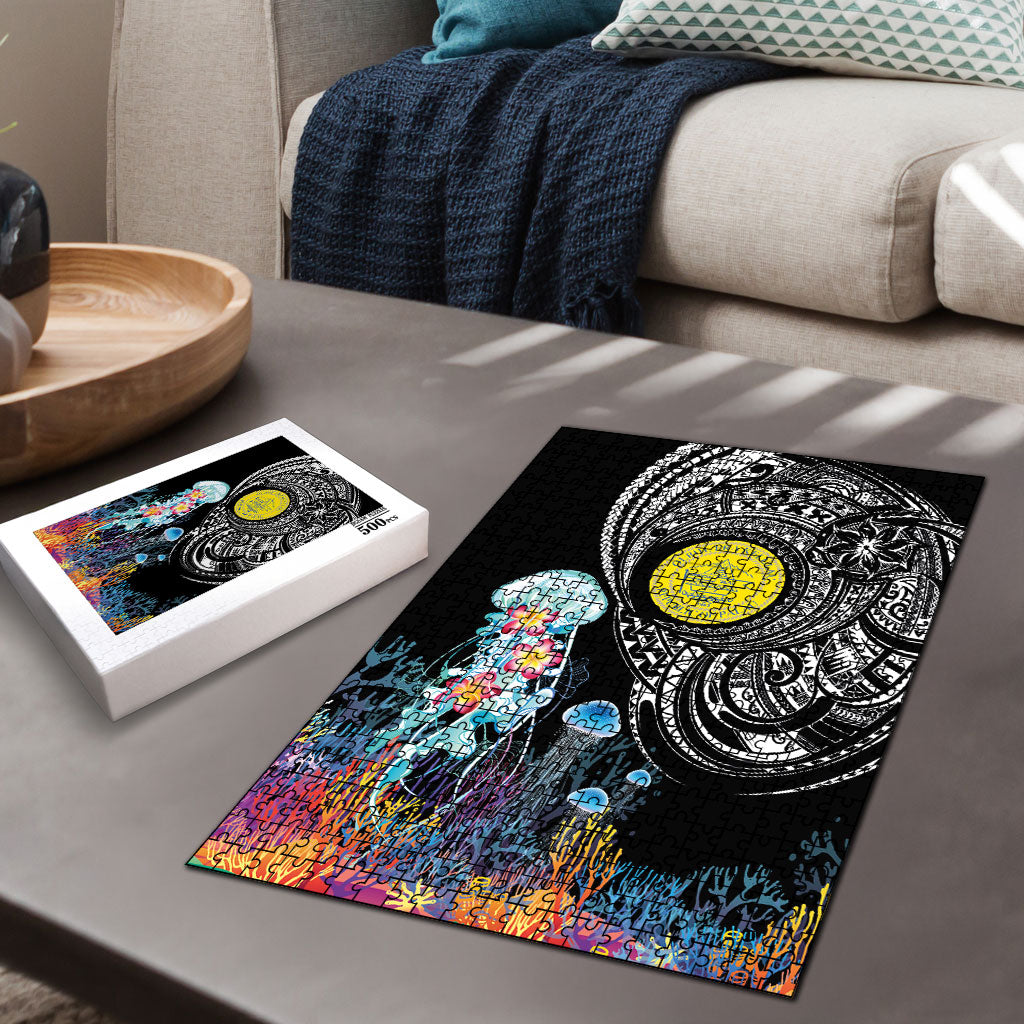 Palau Jellyfish Puzzle Coral Reef with Polynesian Pattern LT03 - Polynesian Pride