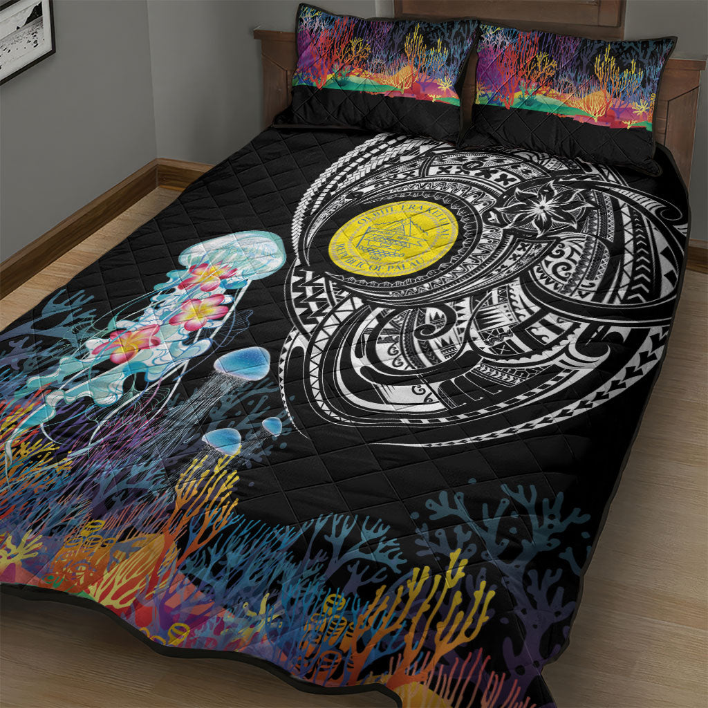 Palau Jellyfish Quilt Bed Set Coral Reef with Polynesian Pattern LT03 - Polynesian Pride