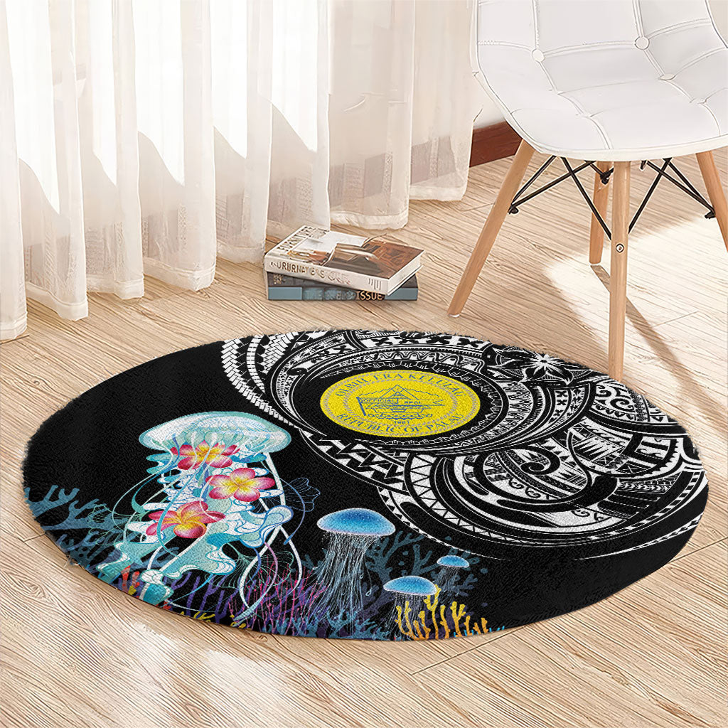 Palau Jellyfish Round Carpet Coral Reef with Polynesian Pattern LT03 - Polynesian Pride