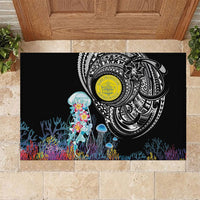Palau Jellyfish Rubber Doormat Coral Reef with Polynesian Pattern LT03 Black - Polynesian Pride