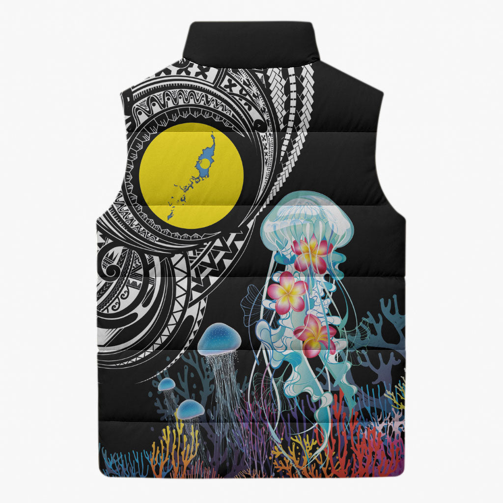 Palau Jellyfish Sleeveless Puffer Jacket Coral Reef with Polynesian Pattern LT03 - Polynesian Pride