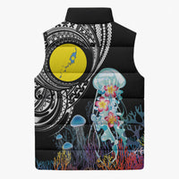 Palau Jellyfish Sleeveless Puffer Jacket Coral Reef with Polynesian Pattern LT03 - Polynesian Pride