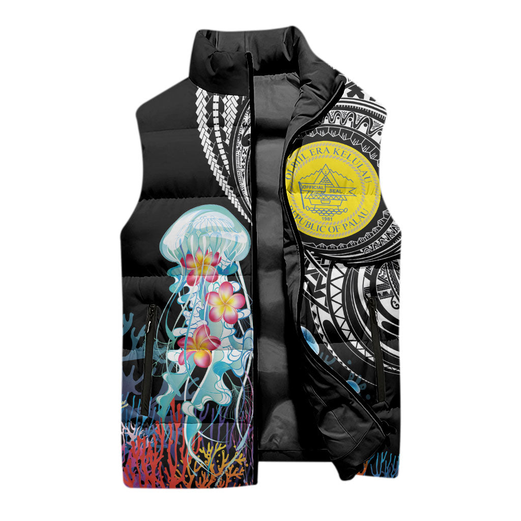 Palau Jellyfish Sleeveless Puffer Jacket Coral Reef with Polynesian Pattern LT03 - Polynesian Pride