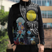 Palau Jellyfish Sleeveless Puffer Jacket Coral Reef with Polynesian Pattern LT03 - Polynesian Pride