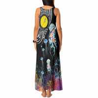 Palau Jellyfish Tank Maxi Dress Coral Reef with Polynesian Pattern LT03 - Polynesian Pride