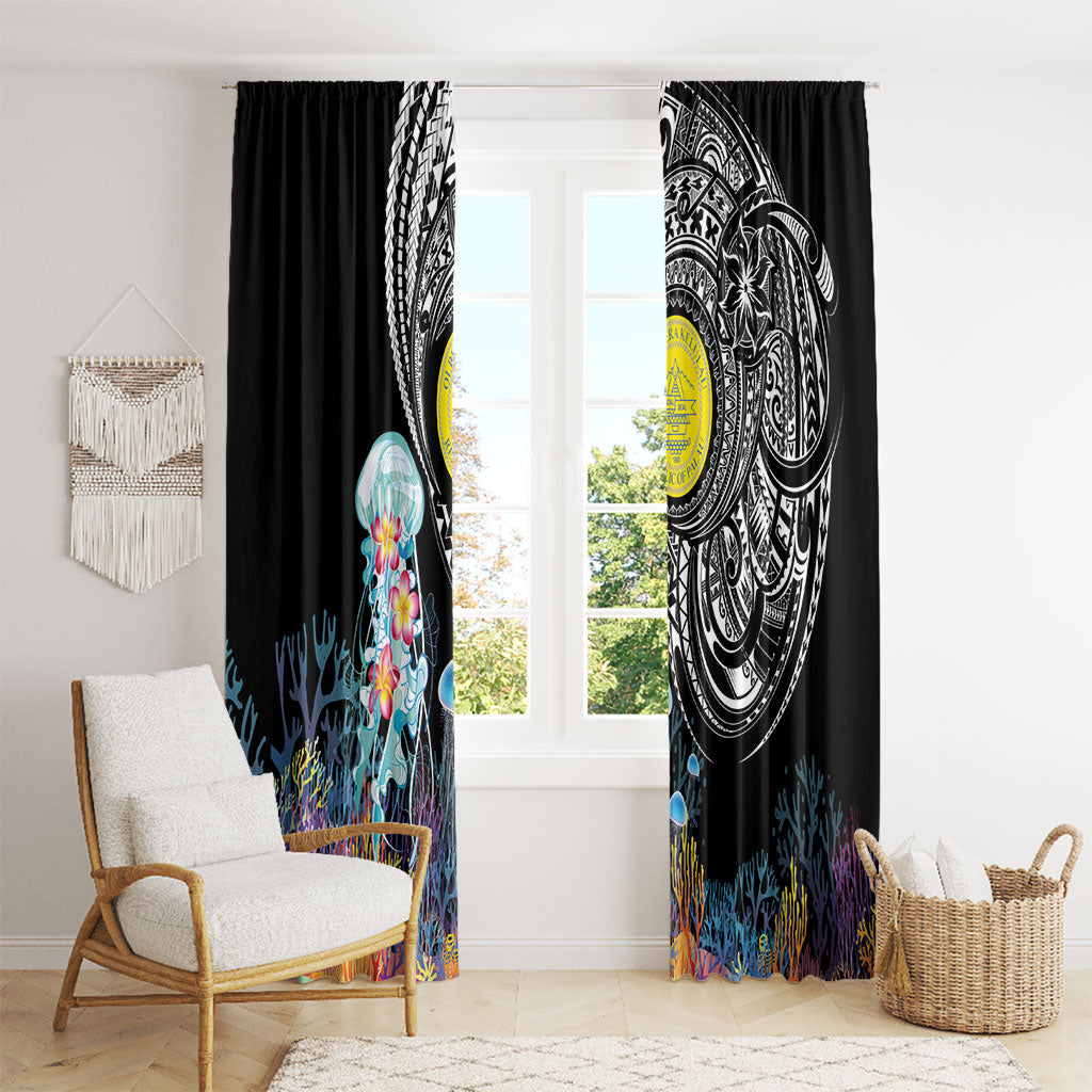 Palau Jellyfish Window Curtain Coral Reef with Polynesian Pattern LT03 - Polynesian Pride