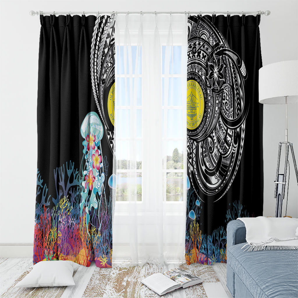 Palau Jellyfish Window Curtain Coral Reef with Polynesian Pattern LT03 - Polynesian Pride