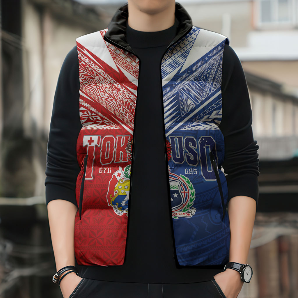 Personalised Tokouso Tonga Samoa Sleeveless Puffer Jacket Proud of Brotherhood LT03 - Polynesian Pride