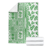 Hawaii Blanket Aloha Tropical Plants Tribal Pattern Green Version LT03 - Polynesian Pride