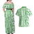 Hawaii Couples Matching Off Shoulder Maxi Dress and Hawaiian Shirt Aloha Tropical Plants Tribal Pattern Green Version LT03 - Polynesian Pride