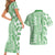 Hawaii Couples Matching Short Sleeve Bodycon Dress and Hawaiian Shirt Aloha Tropical Plants Tribal Pattern Green Version LT03 - Polynesian Pride