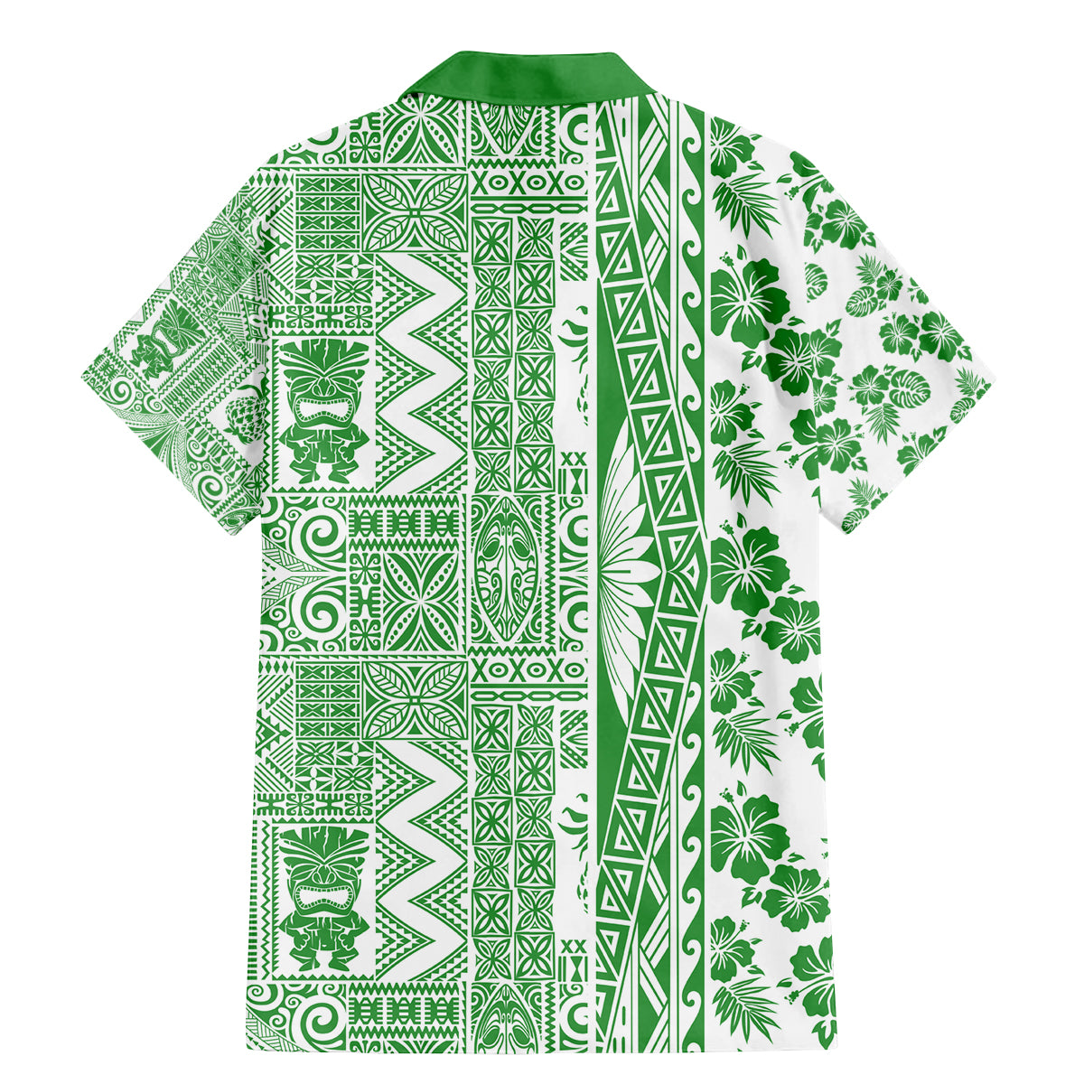 Hawaii Family Matching Mermaid Dress and Hawaiian Shirt Aloha Tropical Plants Tribal Pattern Green Version LT03 - Polynesian Pride