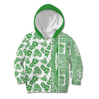 Hawaii Kid Hoodie Aloha Tropical Plants Tribal Pattern Green Version LT03 Green - Polynesian Pride