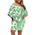 Hawaii Off Shoulder Short Dress Aloha Tropical Plants Tribal Pattern Green Version LT03 Women Green - Polynesian Pride