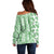 Hawaii Off Shoulder Sweater Aloha Tropical Plants Tribal Pattern Green Version LT03 - Polynesian Pride