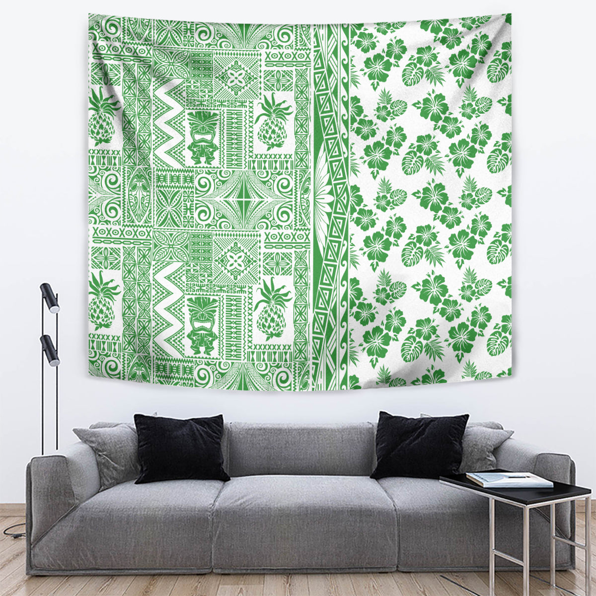Hawaii Tapestry Aloha Tropical Plants Tribal Pattern Green Version LT03 - Polynesian Pride