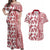 Hawaii Couples Matching Off Shoulder Maxi Dress and Hawaiian Shirt Aloha Tropical Plants Tribal Pattern Red Version LT03 Red - Polynesian Pride