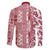 Hawaii Family Matching Long Sleeve Bodycon Dress and Hawaiian Shirt Aloha Tropical Plants Tribal Pattern Red Version LT03 - Polynesian Pride