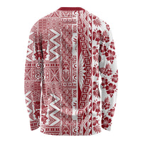 Hawaii Long Sleeve Shirt Aloha Tropical Plants Tribal Pattern Red Version LT03 - Polynesian Pride
