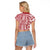Hawaii Raglan Cropped T Shirt Aloha Tropical Plants Tribal Pattern Red Version LT03 - Polynesian Pride