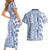 Hawaii Couples Matching Short Sleeve Bodycon Dress and Hawaiian Shirt Aloha Tropical Plants Tribal Pattern Blue Version LT03 - Polynesian Pride