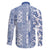 Hawaii Family Matching Mermaid Dress and Hawaiian Shirt Aloha Tropical Plants Tribal Pattern Blue Version LT03 - Polynesian Pride
